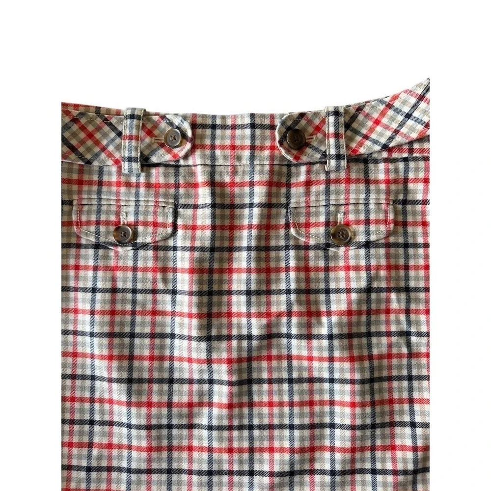 J. Crew Skirt Womens 6 Red Navy Cream Plaid Mini Preppy Workwear wool patriotic - Picture 4 of 9